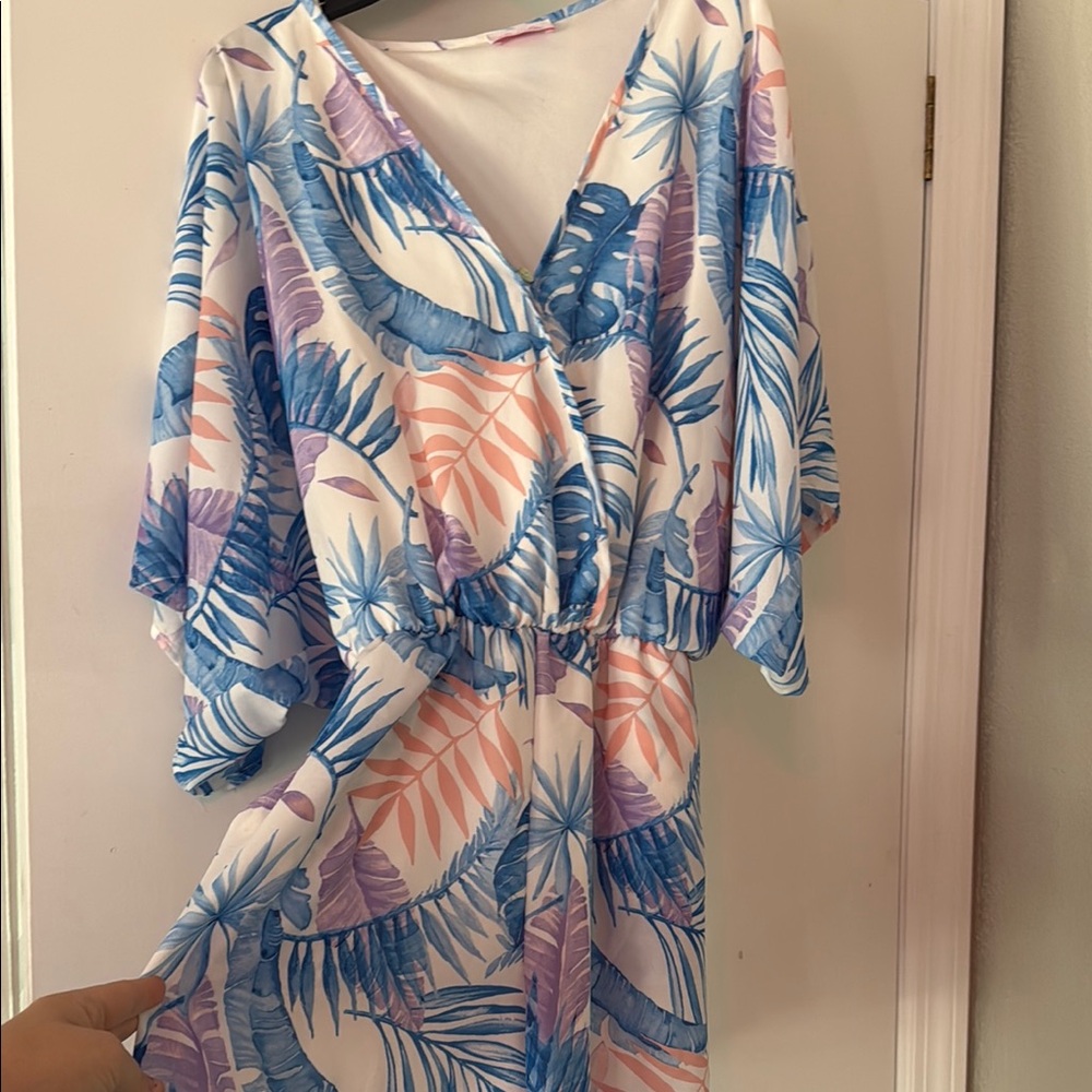 Pink lily Large Tropical Print V-Neck romper - Picture 1 of 3